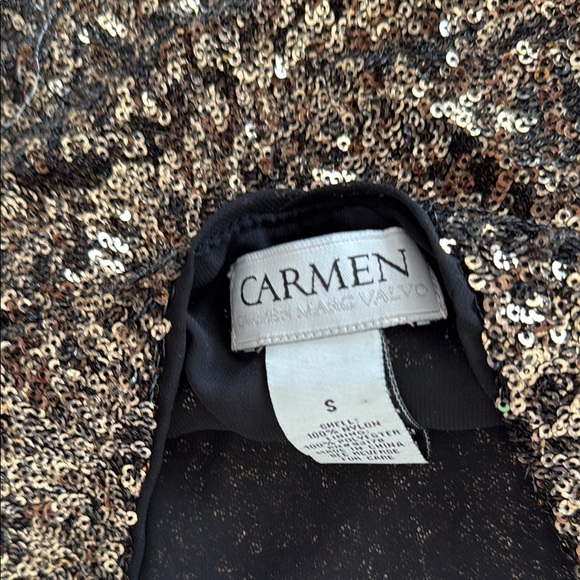 Carmen Marc Valvo Gold Sequin Sleeveless Camisole - Picture 3 of 4